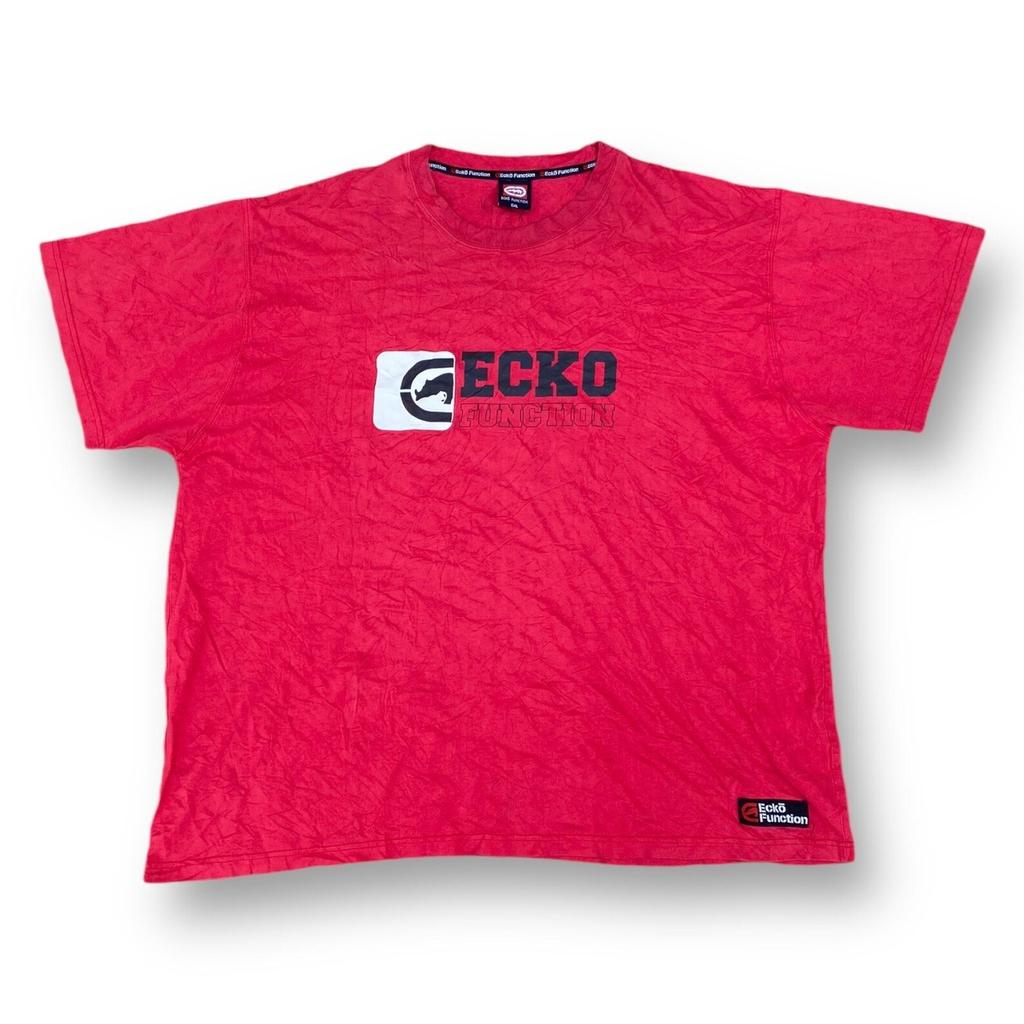 Винтажная рубашка Ecko Function Y2K Большого размера с надписью в стиле хип-хоп Модные наряды 2000-х С круглым вырезом Размер 5XL