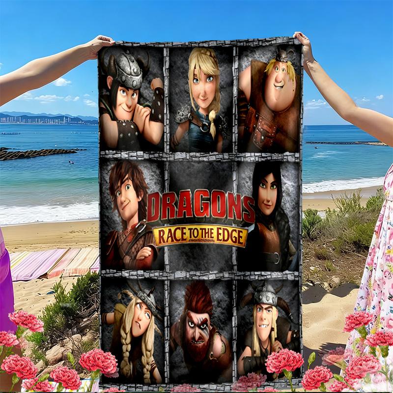 How to Train Your Dragon Print Beach Towel, Versatile Lightweight Absorbent Beach Towel for Pool Surf Yoga Bathroom, Perfect Birthday Holiday Gift