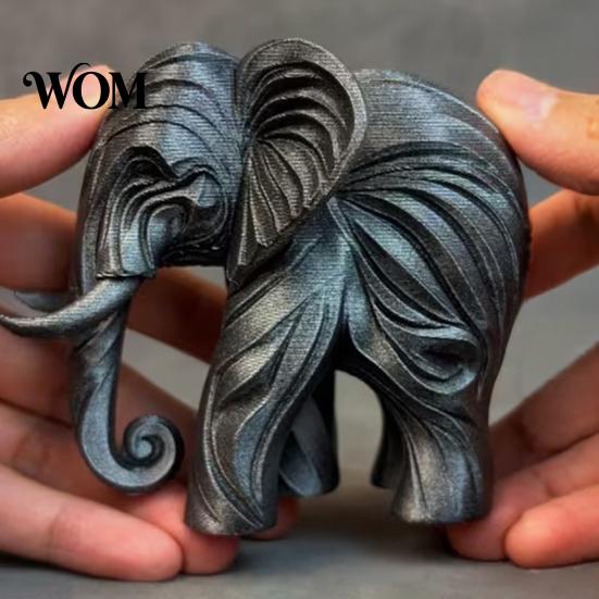 3D Printing Elephant Figurine Printed Figurine, One-Piece Molding, Cute Simulated Unique Artistic Sculpture Model, Desktop Ornament for Home,