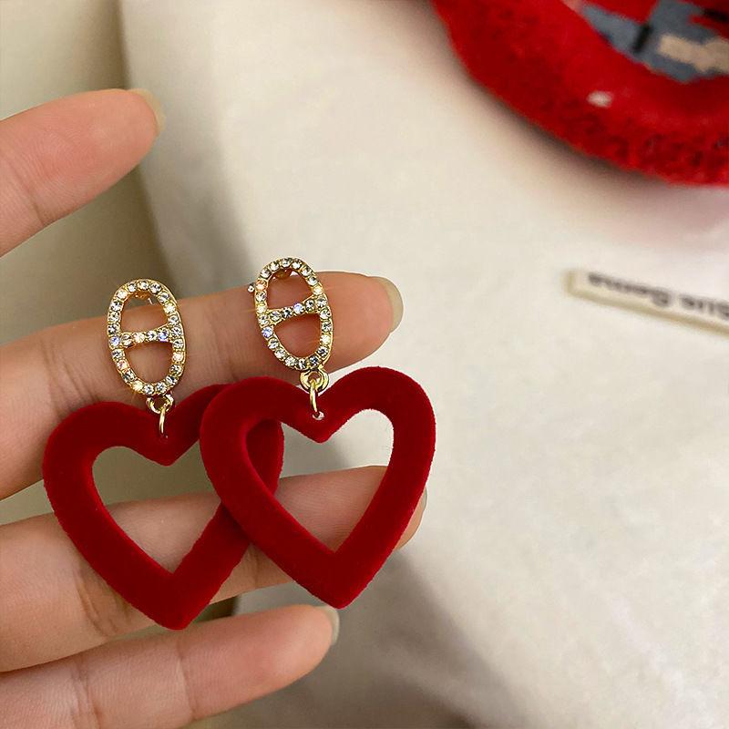 Vintage Red Flocking Earrings Collection Bow Knot Earstuds Vintage Style Earrings Jewelry Gift