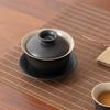 Black Pottery Covered Bowl Kung Fu Tea Set Sancai Covered Bowl Teacup Single High-grade Anti-scalding Ceramic Tea Set Household Tea Bowl