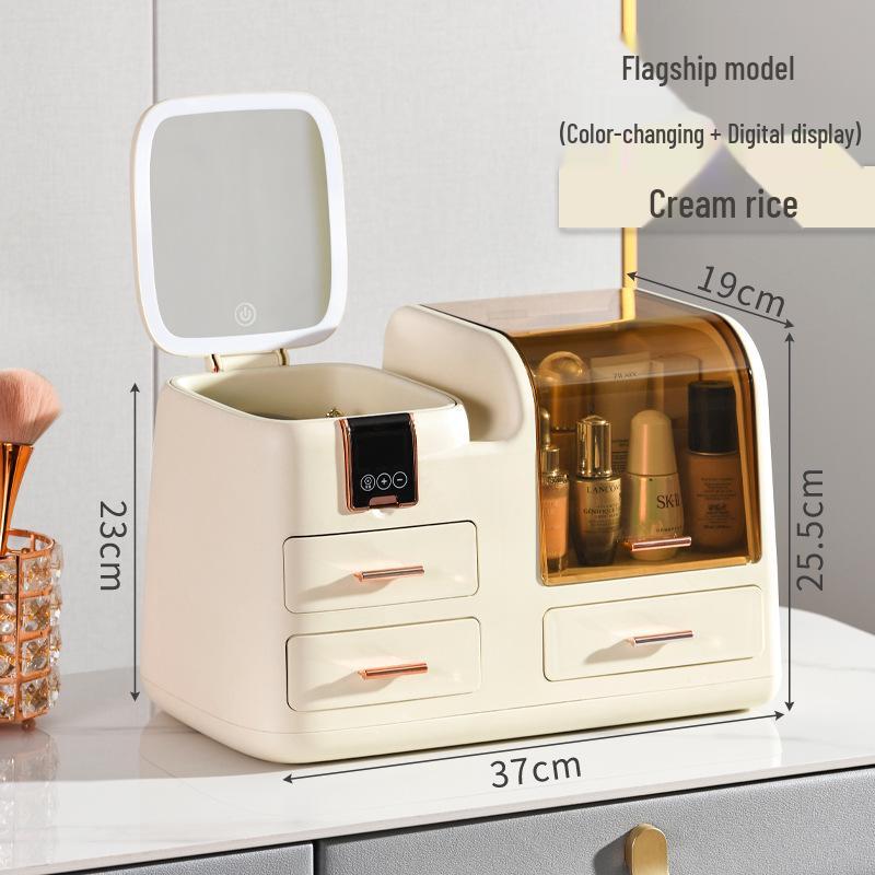 Высококлассное светодиодное зеркало, косметический органайзер для хранения средств по уходу за кожей и демонстрации помад