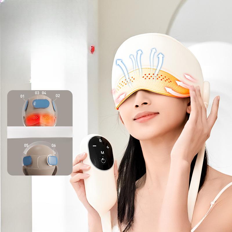 Head and Eye Integrated Massage Device, Airbag Wrapping, Sleep Aid for Household Use, Hot Compress Massage Helmet, Head Massager