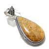 Natural Fossil Coral Gemstone Handmade 925 Sterling Silver Pendant 2.48" R4k84