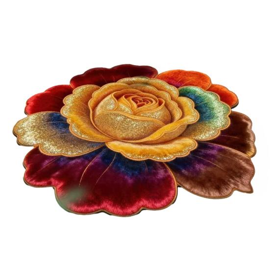 3D Floral Bath Mat Realistic Flower Shaped Floor Mat Non-Slip Absorbent Bathroom Rug for Entrance Living Room Bedroom