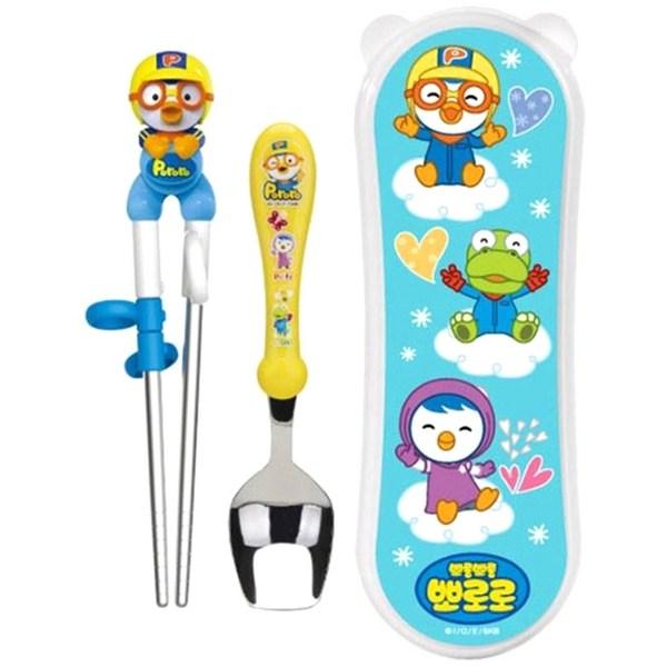 Edison Pororo Easy Stainless Steel Cutlery Case Set for Right Hand, Random Delivery, 3 Sets, Korean Popular Tableware