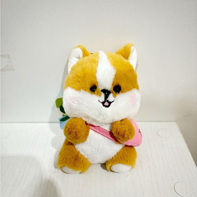 Lovely Corgi Dog Plush Toy Keychain Bag Bright Yellow Cartoon Doll Gift For All Ages