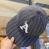 Retro striped letter flat brim baseball cap men and women summer trend street fashion versatile cap parent-child hat