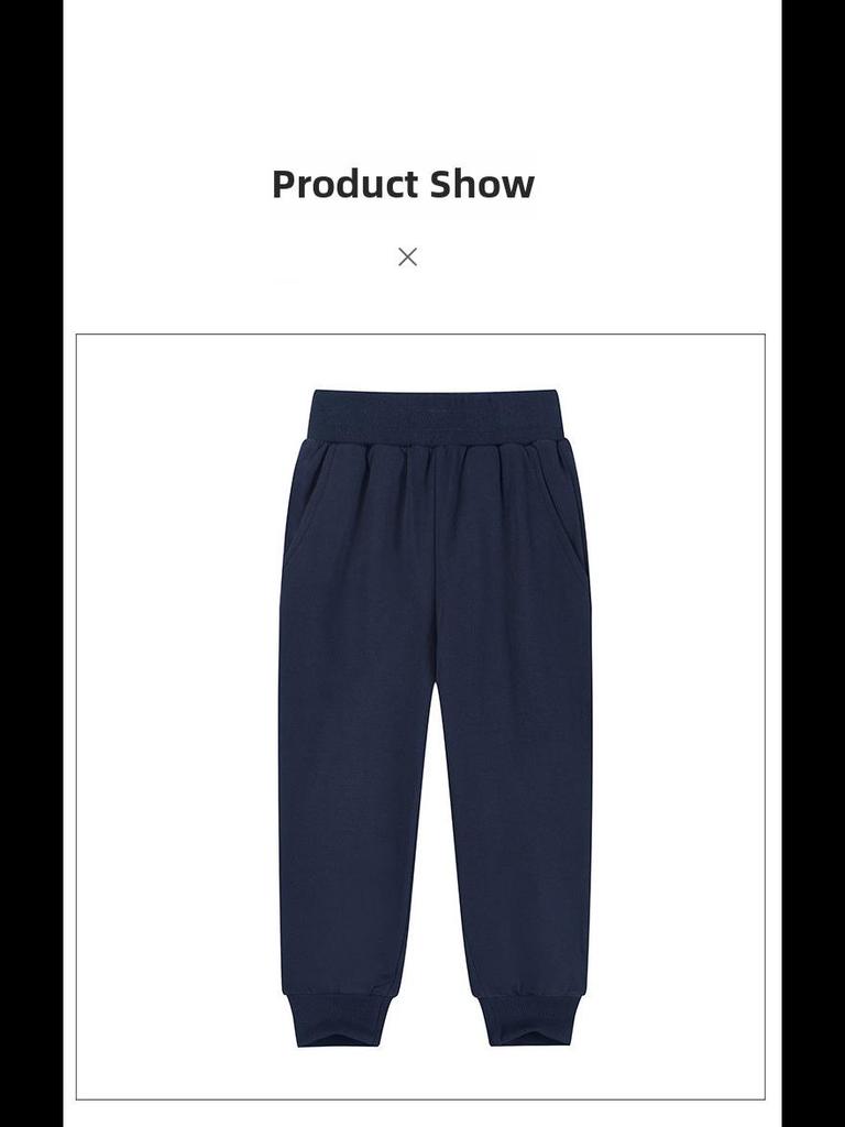 Спортивные брюки для школьной формы из чистого хлопка темно-синего цвета для учеников начальной школы — мальчиков и девочек, свободный крой, летние брюки.