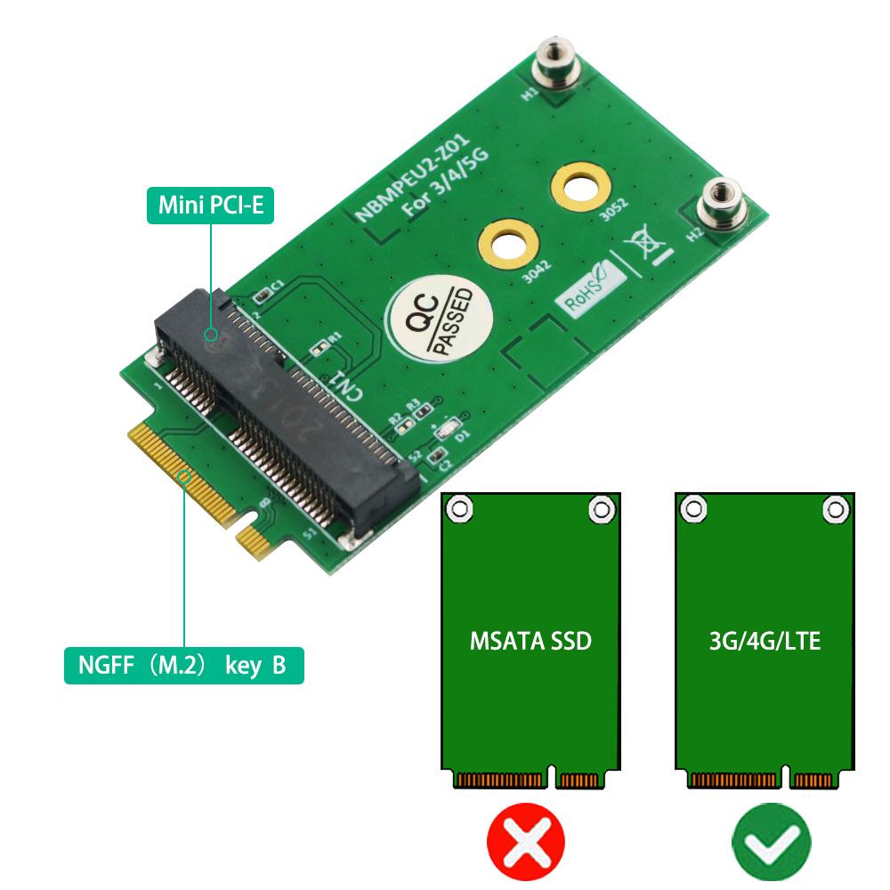 Mini PCI-E to M.2 B Key Adapter Card (Small Green Board)