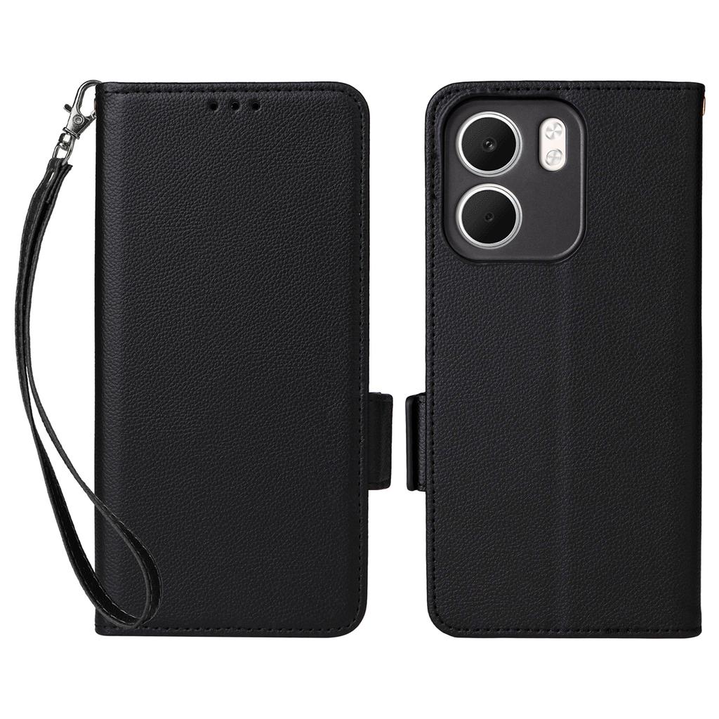 For Oppo A5x 5G/4G Case with Wrist Strap Litchi Texture PU Leather Wallet Phone Cover