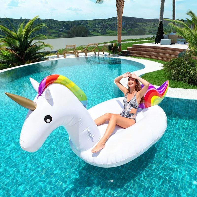White Swan Inflatable Floating Lounge with Sunshade