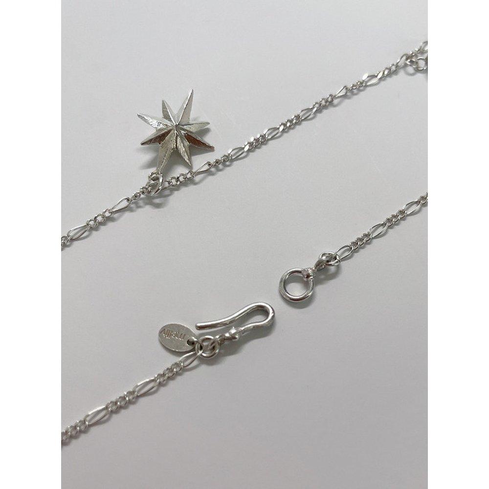 Silver Stella Ball Point Figaro Chain Necklace_Mvn20
