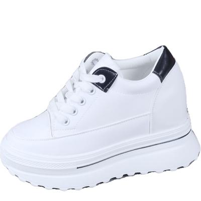 Модные женские кожаные кроссовки на платформе 10 см, туфли на танкетке, водонепроницаемые, весенние, массивные, на шнуровке, спортивная обувь для женщин