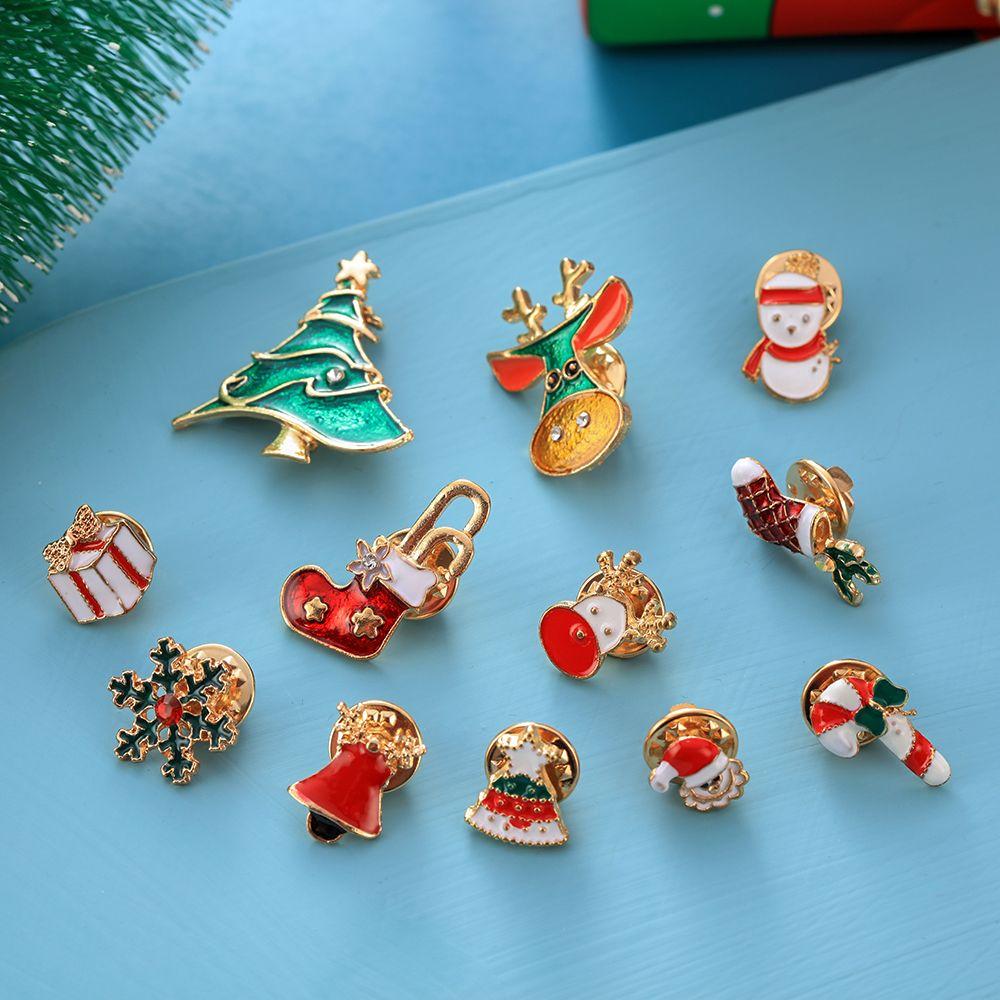 Sock Christmas Tree Snowman Santa Claus Christmas Jewelry Christmas Brooch Enamel Badges Xmas Pins