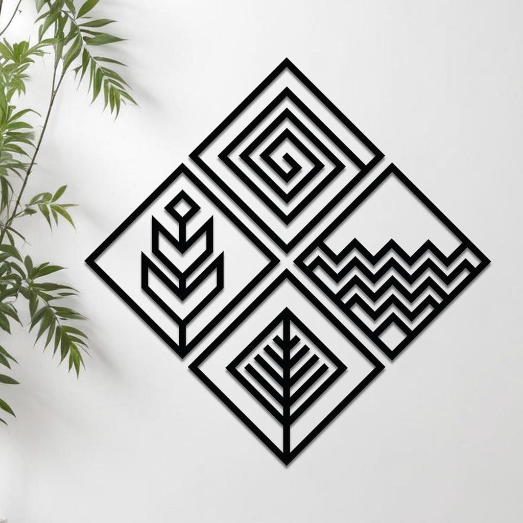 Pre-Laminated Pine Wood Abstract Line Wall Art | Laser Cut Precision | For Home Décor | For Gifting (Set of 4)