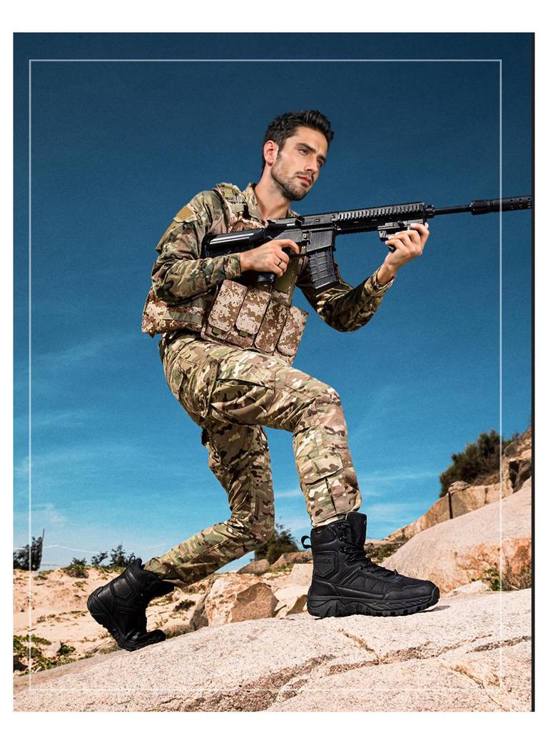 Мужские высокие тактические ботинки для улицы - Прочные, грязеотталкивающие, идеально подходят для пешего туризма и альпинизма