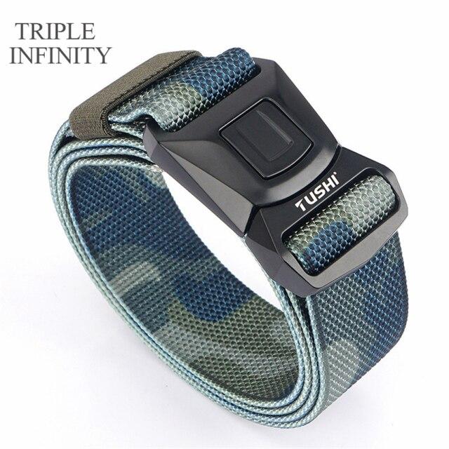 Новый мужской ремень для брюк, цинковый сплав, сменная пряжка, защитные мужские ремни для работы на открытом воздухе, быстросохнущий прочный нейлоновый повседневный вязаный ремень