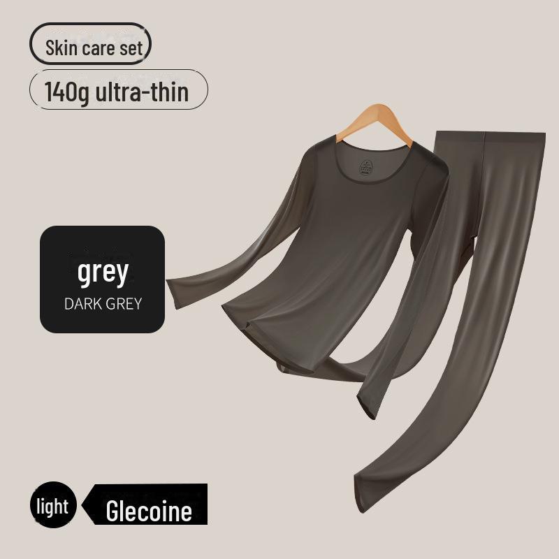 Женский бесшовный комплект термобелья телесного цвета с ультратонким лифом - высокая эластичность осень/зима