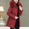 Куртки для женщин среднего возраста Зимняя верхняя одежда больших размеров с капюшоном и воротником из искусственного меха Теплая Толстая Повседневная Зимняя Куртка Женские Парки