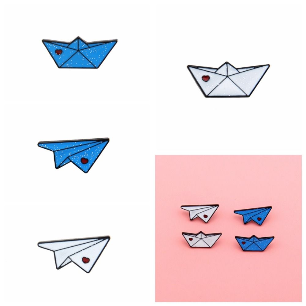 Dripping Oil Paper Plane Enamel Pins Boat Cartoon Party
