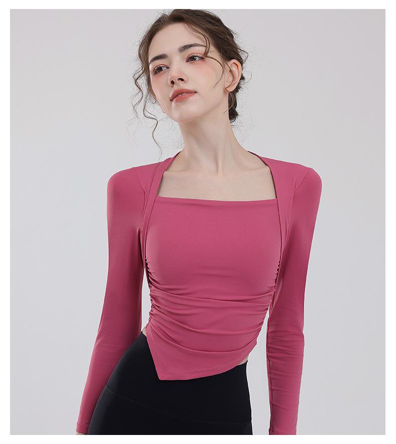 New Quick-dry Long-sleeved Top With High Elasticity, Nude-like Feel, Back Hollow-out, Slim-fitting, Sports Fitness Wear For Women