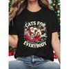 Женская рождественская футболка CATS for EVERYBODY - Подходит для кошек везде, Повседневный топ с коротким рукавом и круглым вырезом