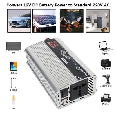 Бытовой инвертор DC 12V в AC 110V 220V Преобразователь энергии от аккумулятора/солнечной батареи Зарядное устройство USB Розетка переменного тока Автомобильный инвертор 650W