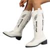 Европейские и американские новые вышитые высокие ковбойские кожаные сапоги для внешней торговли, женская модная ретро обувь с голенищем-носком, высокие рыцарские сапоги с бабочкой