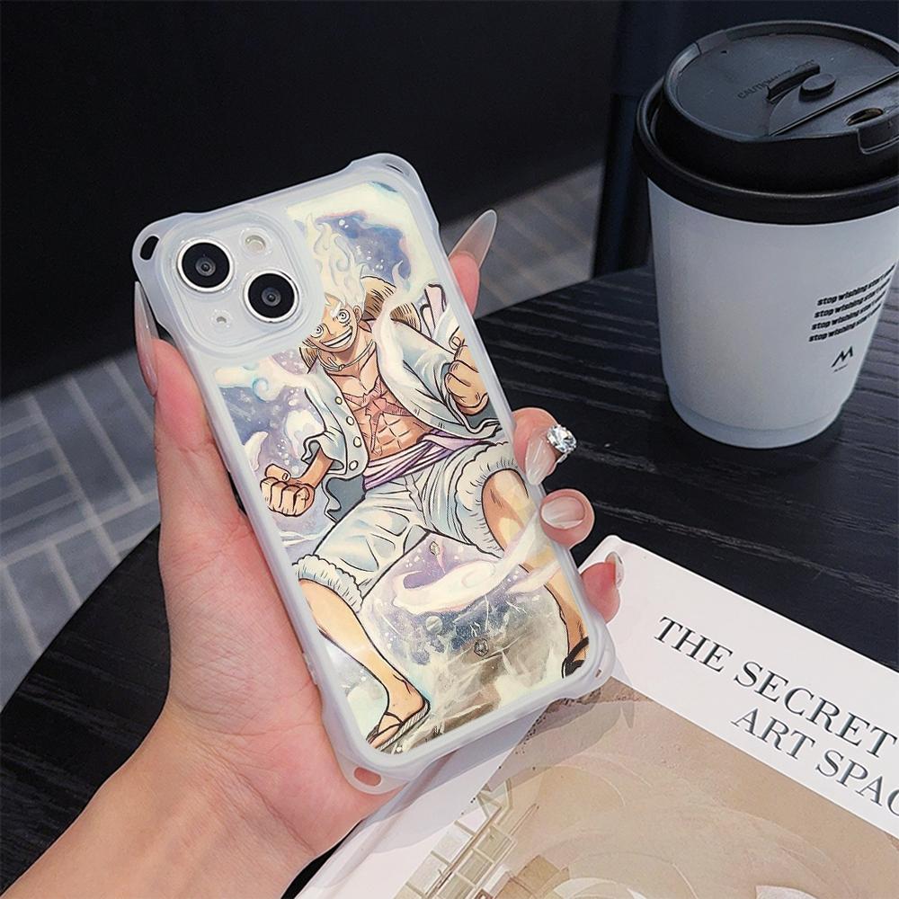 Мягкие чехлы для телефонов Ae92 One Piece Luffy Gear 5 для iPhone 16 15 14 13 12 11 Pro Max 7 8 Plus XR XS с ремешком на запястье, защитным шнурком для углов, задняя крышка