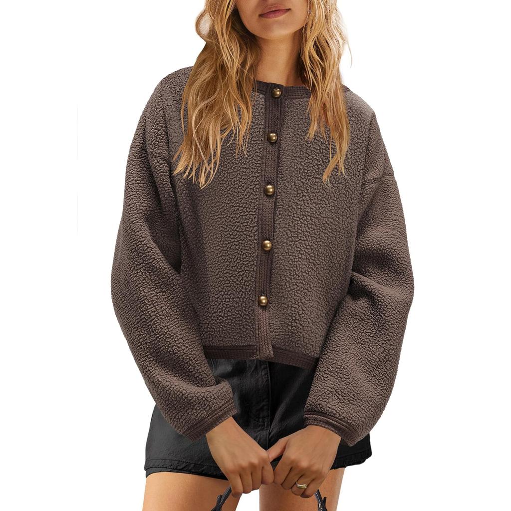 Женская флисовая куртка с пушистым верхом, повседневная, с длинным рукавом, теплая, зимняя, с карманами