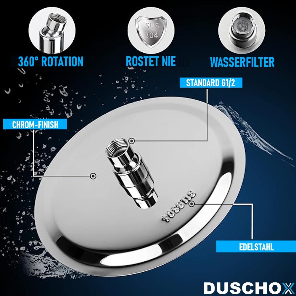 DUSCHOX Shower Head Rain Shower XXL Stainless Steel Waterfall Shower Head Anti-limescale