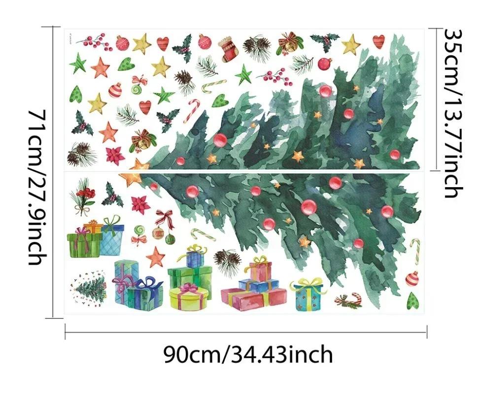 Рождественская елка Подарочная Наклейка На Стену Фестиваль Гостиная Фон Декор Обои Новогоднее Украшение Дома Самоклеящиеся Наклейки