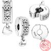 Fashion New 925 Sterling Silver Family Always Pavé Clip Charm Fit Fashion Bracelet DIY Jewelry Bracelet Accessories