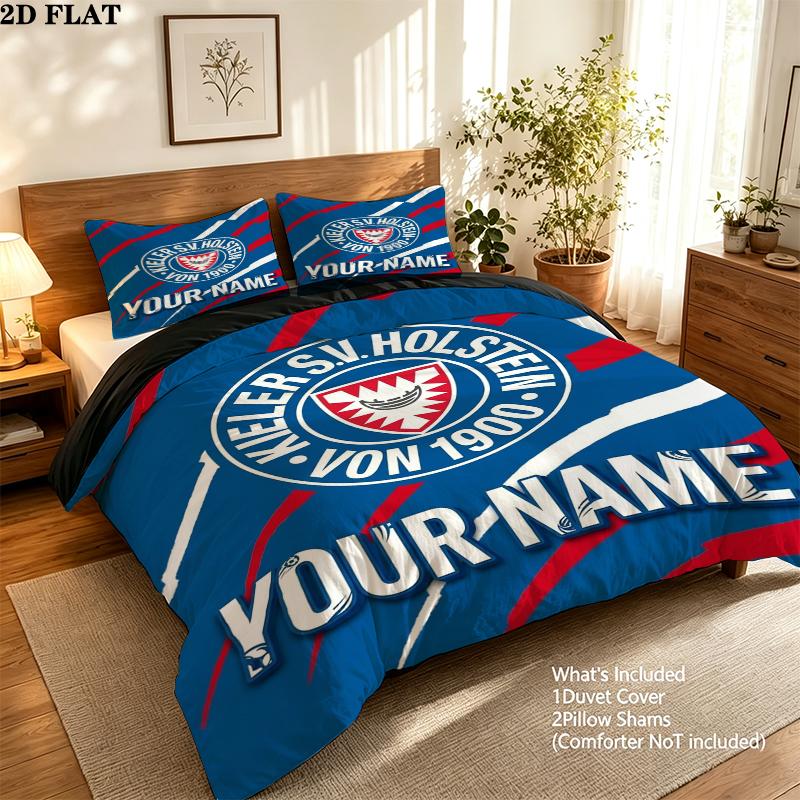 Custom Name Holstein Kiel Pattern Bedding uilt Set uilt Cover Pillowcase Home Decoration Birthday Gift(1*duvet cover + 2*pillowcase without core)