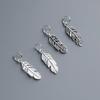 Handmade S925 Sterling Silver Feather Pendant for DIY Beaded Rope Bracelet or Necklace