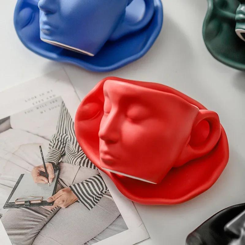 100 мл Face Art Personality Creative Ceramic Concentrated Beauty Итальянская чашка для чая и кофе Подарки на свадьбу ко Дню святого Валентина