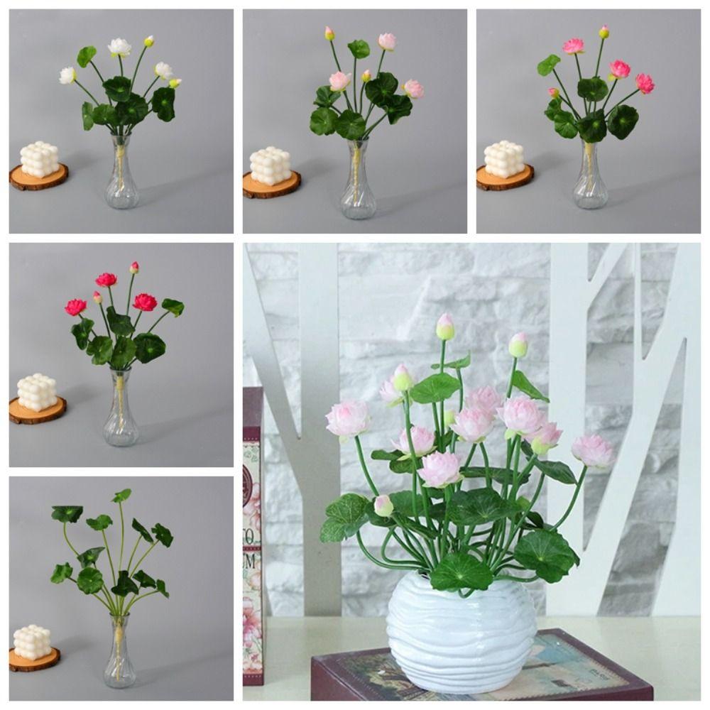 Lifelike Artificial Lotus Flower Plastic Simulation Lotus Fake Flowers Mini Silk Lotus Fish Tank