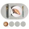 Nordic ins oval leather placemat Western food household dining table mat Rice ear pattern environmental protection anti-scalding heat insulation mat