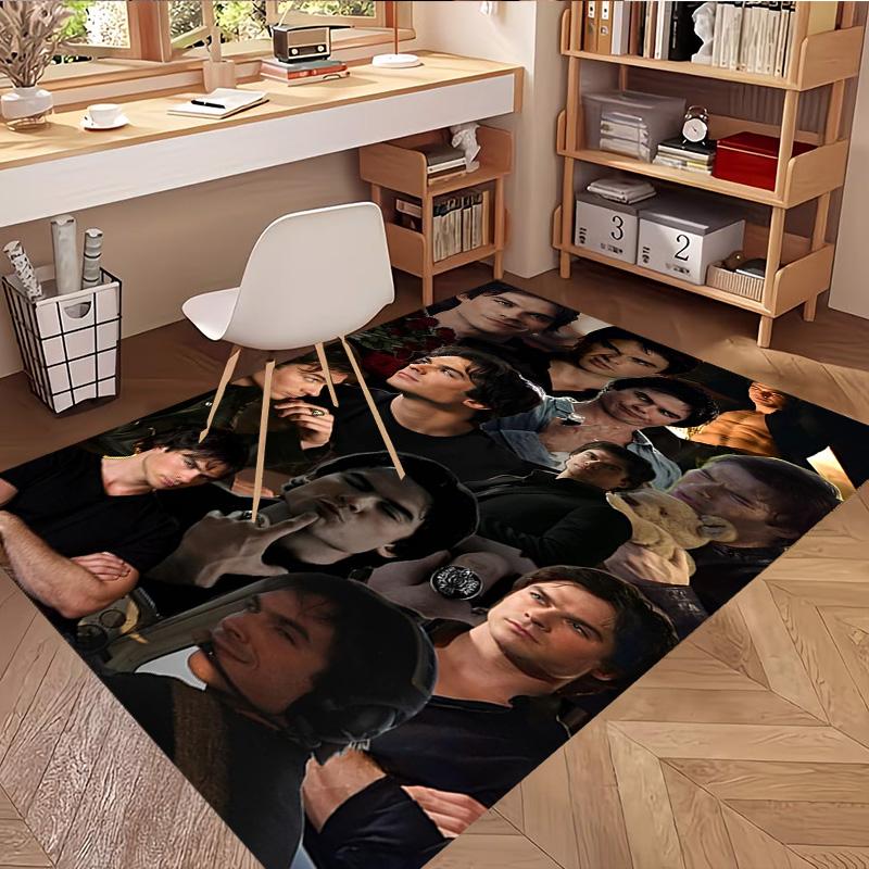Damon Salvatore Print Rug, Washable Floor Carpet, For Entryway Dorm Laundry Room Office Study, Home Decor Birthday Christmas Gift