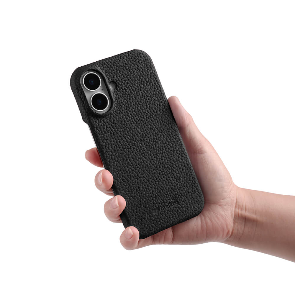 MELKCO Чехол для iPhone 16 из натуральной коровьей кожи, ПК чехол для телефона, совместимый с MagSafe