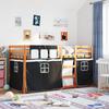 VidaXL Bunk Bed with Curtains White/black 90x190 Cm Solid Pine Wood, Bed, Bed Frame, Low Bunk Bed, Furniture of 3283949