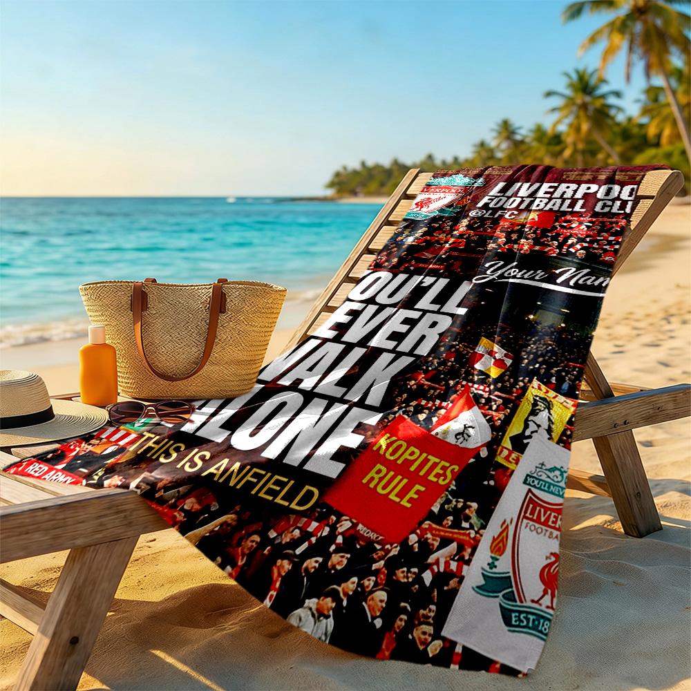 Liverpool Team Customize Your Name Beach Towel Super Soft Absorbent Ideal For Travel Outdoor Swim Pool Yoga Surf Camping Hiking Gym Gift Holiday