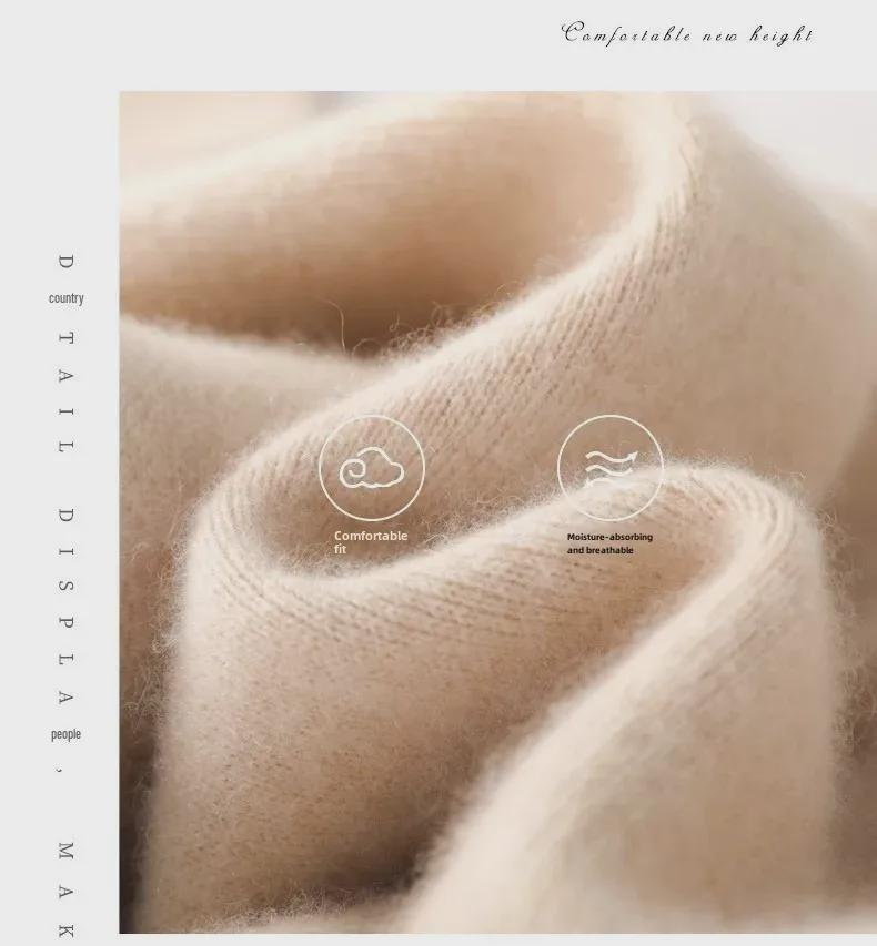 Осенне-зимние женские трикотажные брюки из искусственной шерсти с широкими штанинами и карманами - Маленький размер