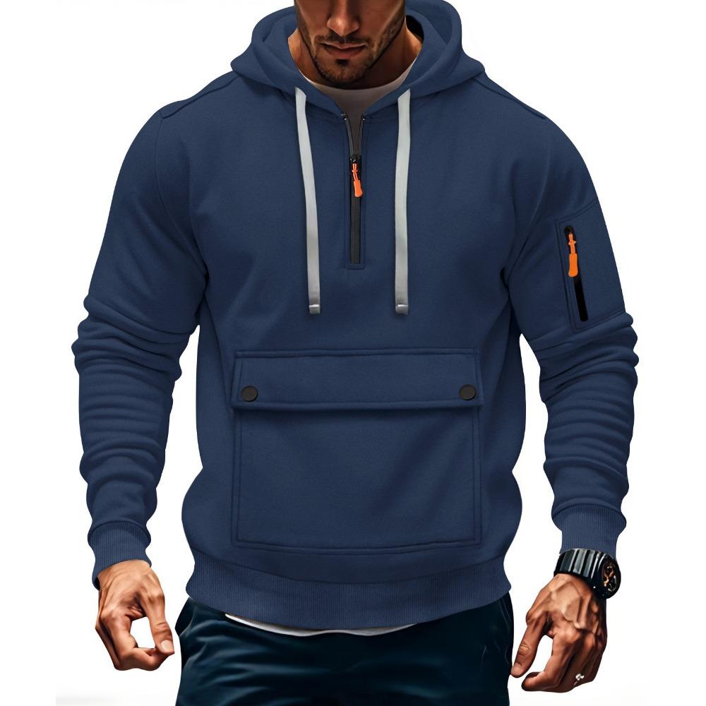 Модный инновационный свитшот Осень и Зима Мужской флисовый Свободный Большой карман Худи на большой молнии