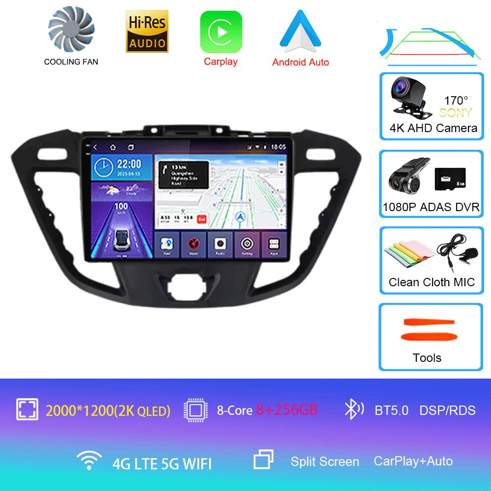 Автомобильное радио Android 14 для Ford Transit Tourneo Custom 2012 - 2021 Навигация GPS Мультимедийный проигрыватель Стерео Wi-Fi+4G Carplay BT 2DIN