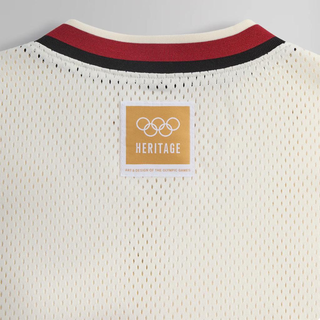 Kith Olympics Heritage Mesh Darin Warm Up Shirt Silk Unisex Tops White KHM032273-116