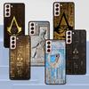 Egypt Nefertiti Anubis Ankh Case for Samsung Galaxy S22 Ultra Phone Cover S21 S20 FE S10 S9 S8 Plus S10e S7 Edge Black Silicone
