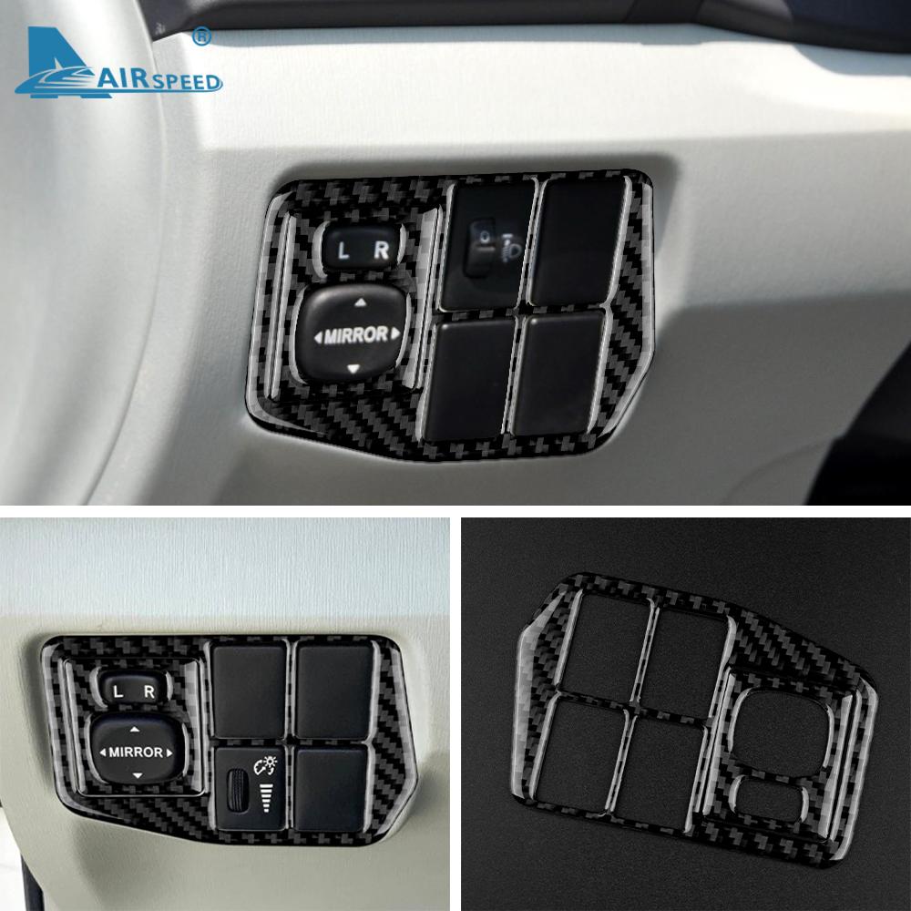 Настоящее мягкое углеродное волокно для Toyota Prius 2010 2011 Аксессуары Декоративные накладки на салон Кнопка переключателя бокового зеркала фар автомобиля Наклейка