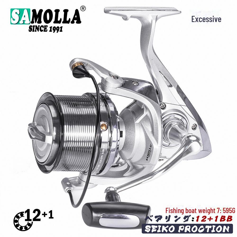 Катушка для дальнего заброса: Модель 8000-12000 для рыбалки на пляже и в море, устойчивая к воздействию морской воды